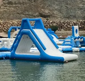 An inflatable slide at Lunar Cable Park