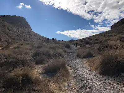 View of the El Hoyazo crater from the base of the footpath
