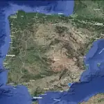 Topographical map of Spain showing Mojacar