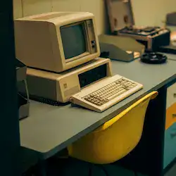 Old computer reminiscent of the Internet Cafe era.